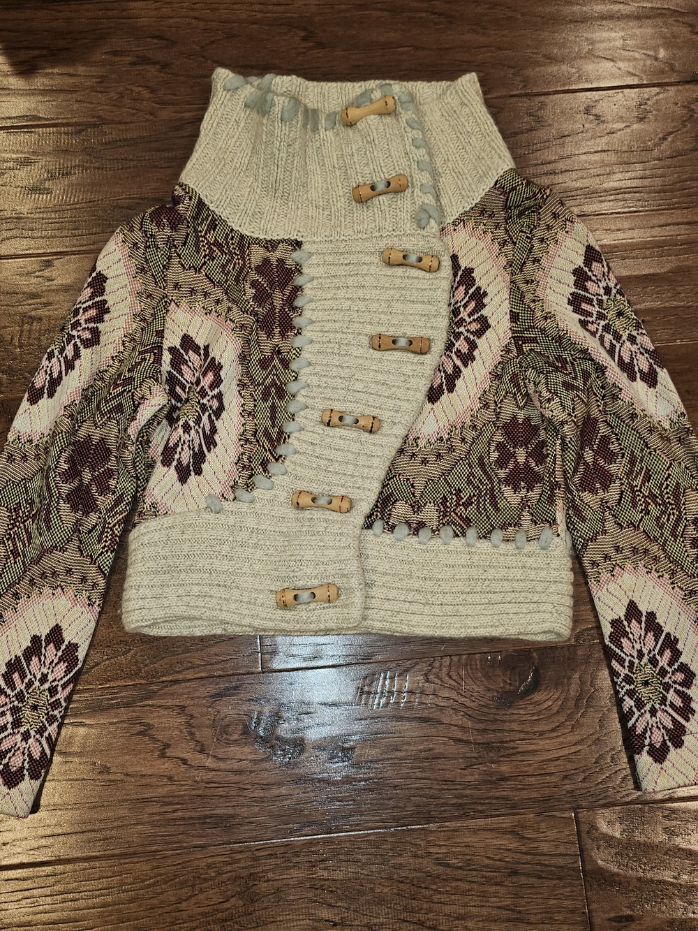 Rare Vintage Anthropologie Sleeping on Snow Fair Isle Knit Cardigan - Picture 2 of 6